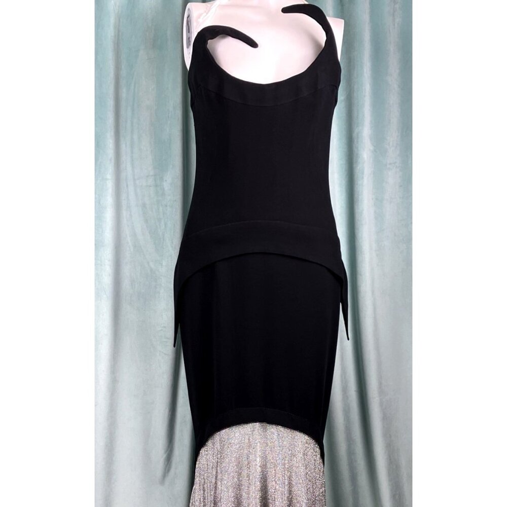 34 US 2 4 Jean Louis Sabaji Avant Garde Mermaid Crystal Mesh Evening Gown Dress